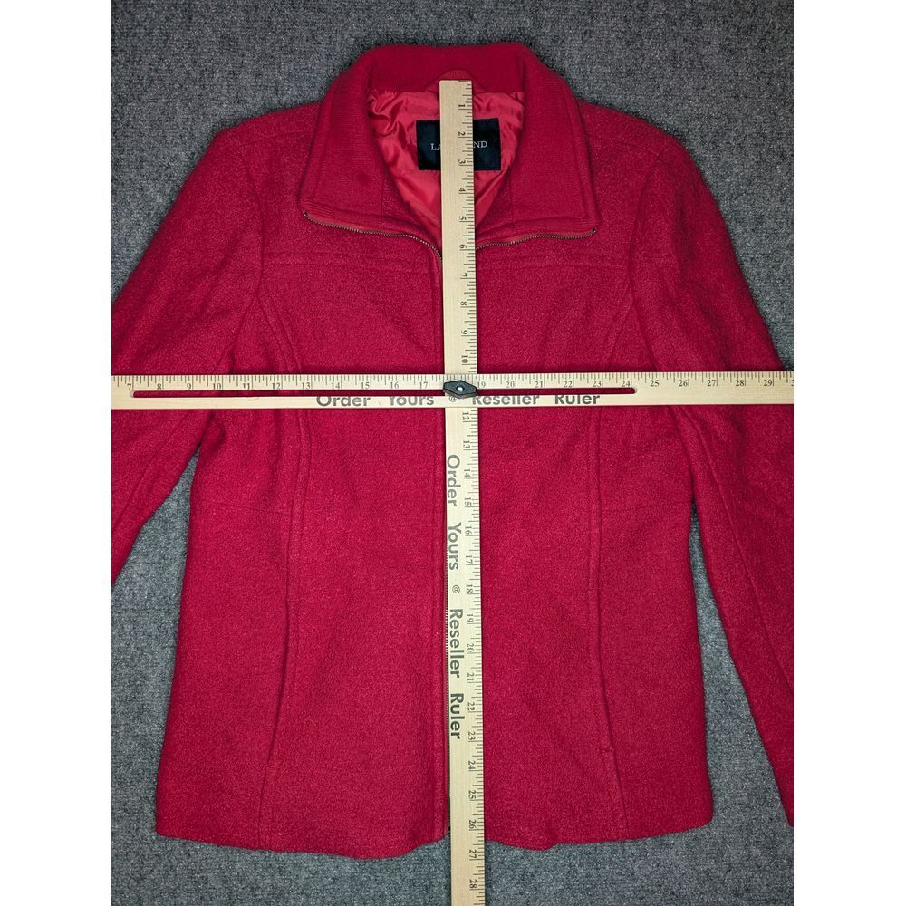 Lands' End Wool Blend Coat Women's Size US‎ 8/ UK 12 Red Zip Up - Picture 4 of 9